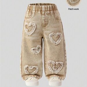 Kids Tan Patchwork Jeans